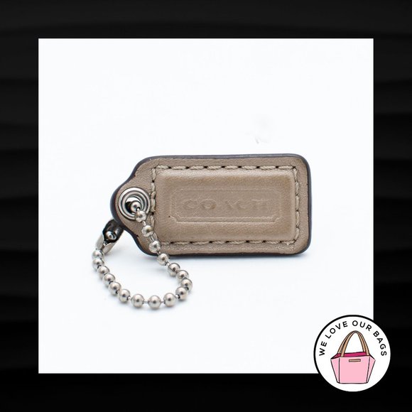 1.5" Small COACH TAN Light BROWN Leather Nickel Fob Bag Charm Keychain Hang Tag - Picture 1 of 1